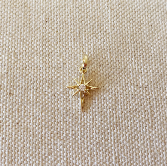 18k Gold Filled Mini Starburst Pendant with CZ Stone