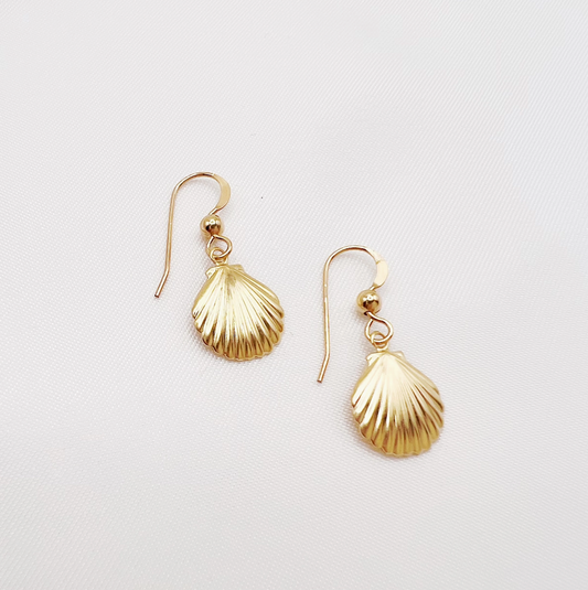 Beachcomber Seashell Dangle Earrings Gold Filled