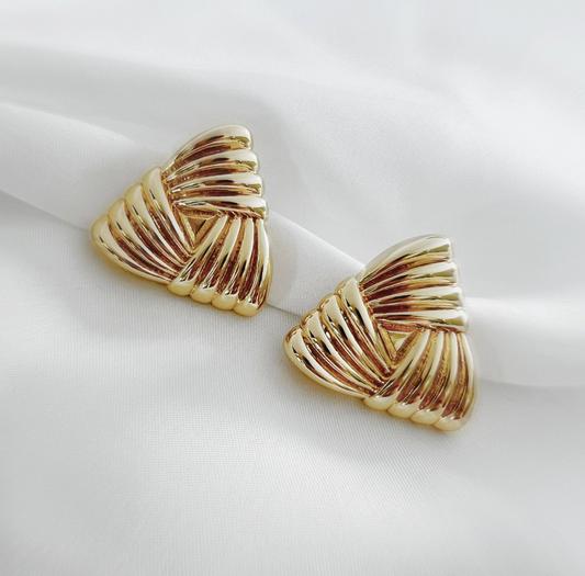 Knox Textured Triangle Knot Studs Earrings Gold Filled