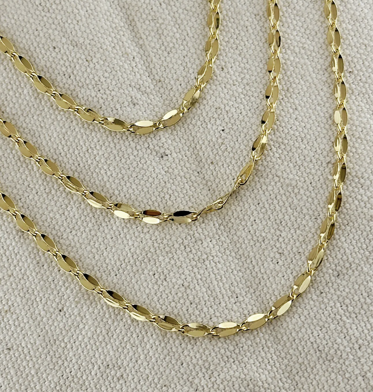 18k Gold Filled 3mm Fancy Chain Necklace