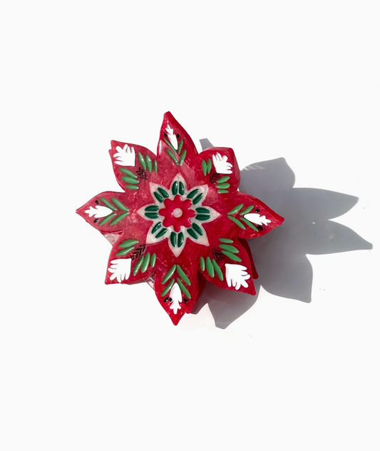 Hand-Painted Christmas Flower Hair Clip