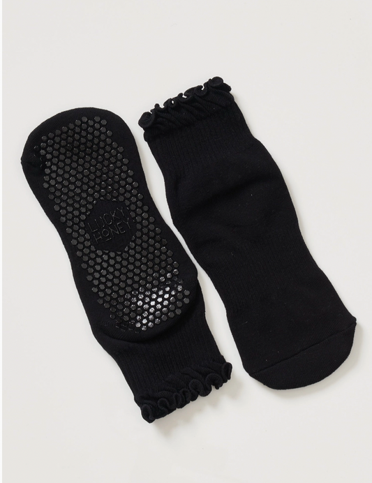 The Ruffle Grip Sock Black