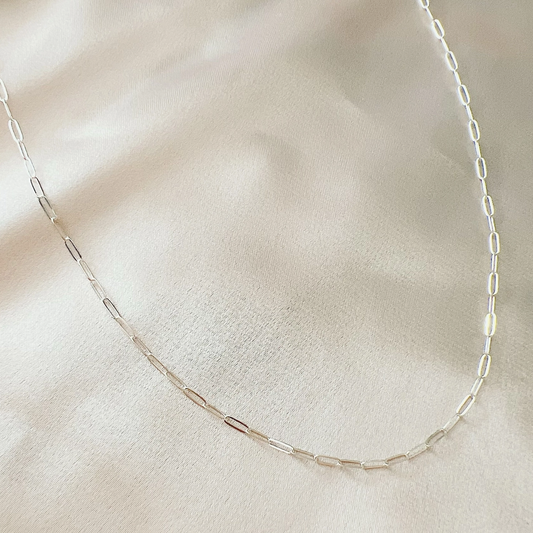 Dainty Paperclip Chain Necklace Sterling Silver