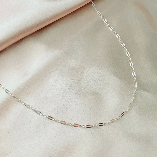 Sterling Silver Dapped Sequin Chain Necklace