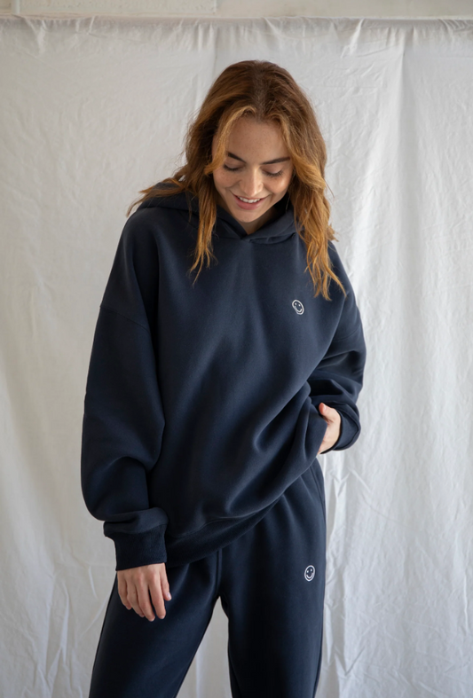 Dark Navy Happy Hoodie