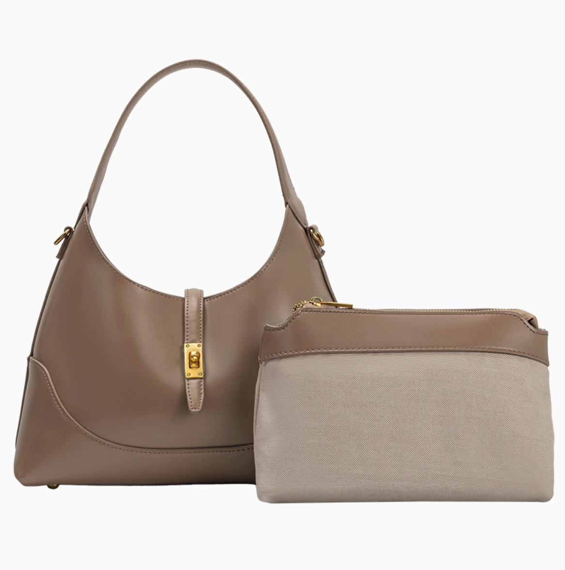 Caroline Taupe Recycled Vegan Shoulder Bag