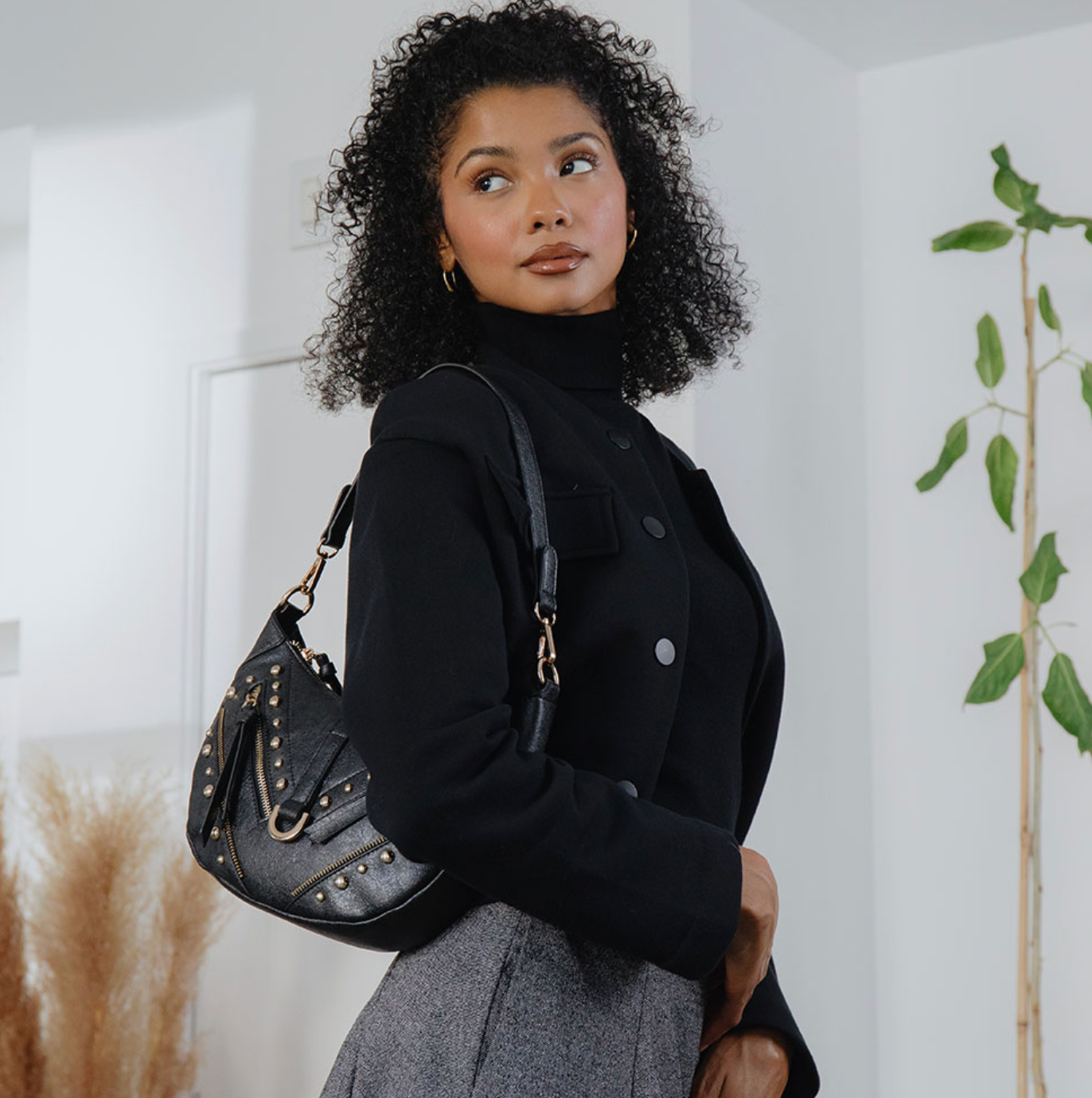 Maeve Black Recycled Vegan Shoulder Bag