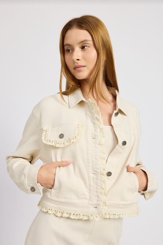 Gwendolyn Denim Jacket in Off White