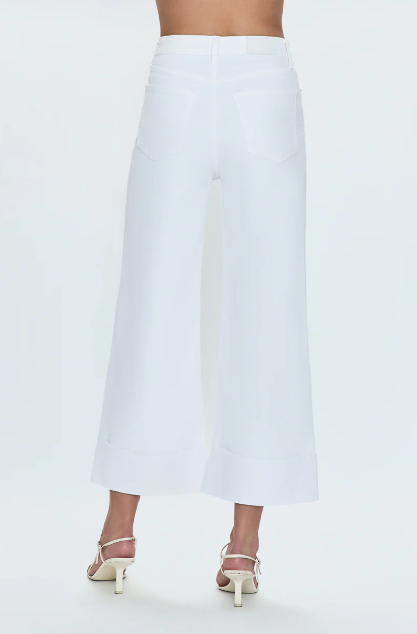 Lana Crop Cuff High Rise Ultra Wide Leg Jean- Vivid White