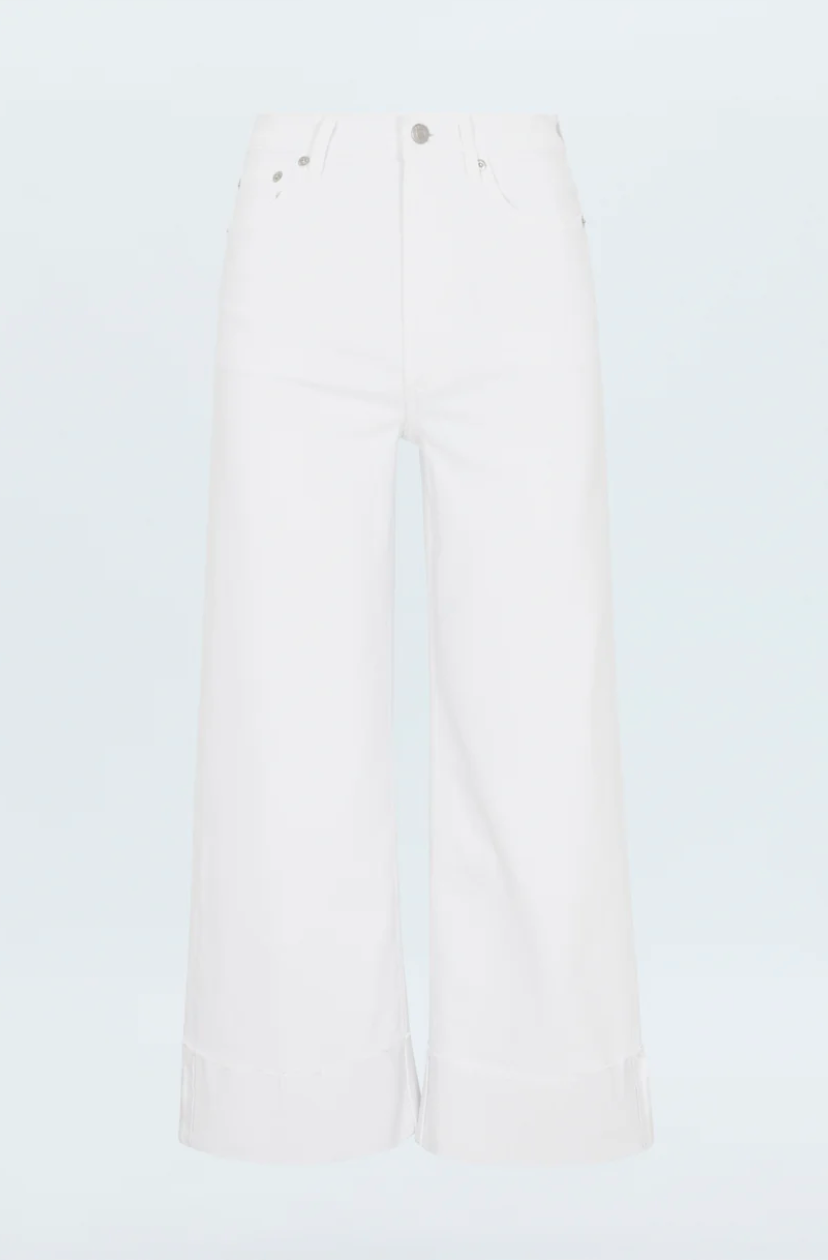 Lana Crop Cuff High Rise Ultra Wide Leg Jean- Vivid White