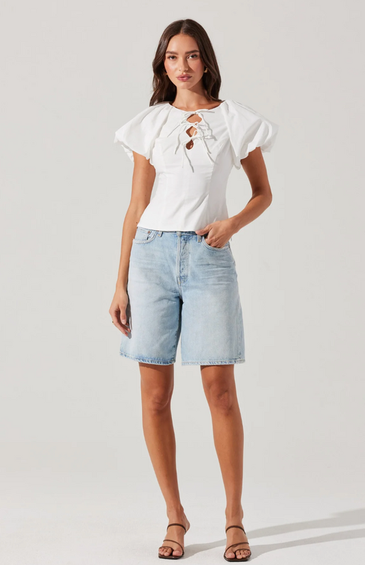 Aine Poplin Puff Sleeve Top