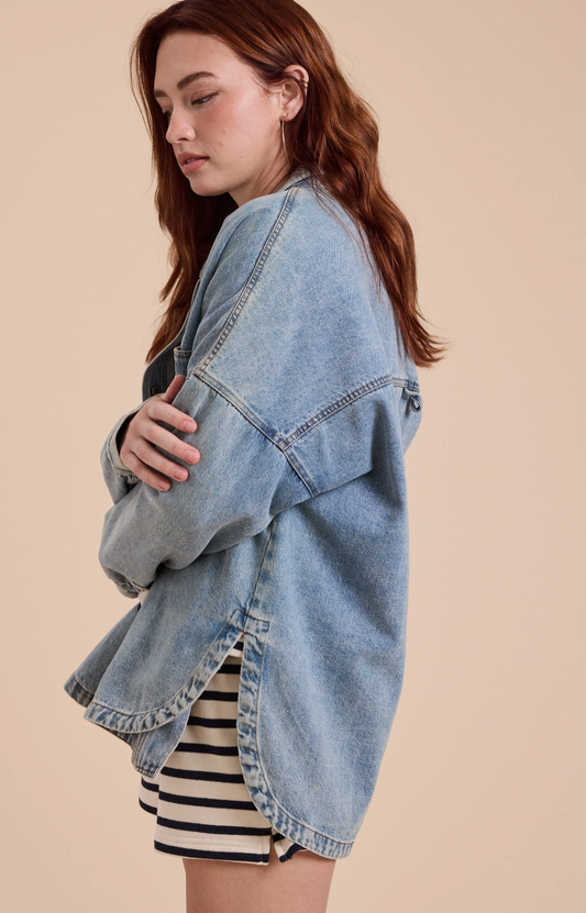 Classic Denim Snap Button Shacket