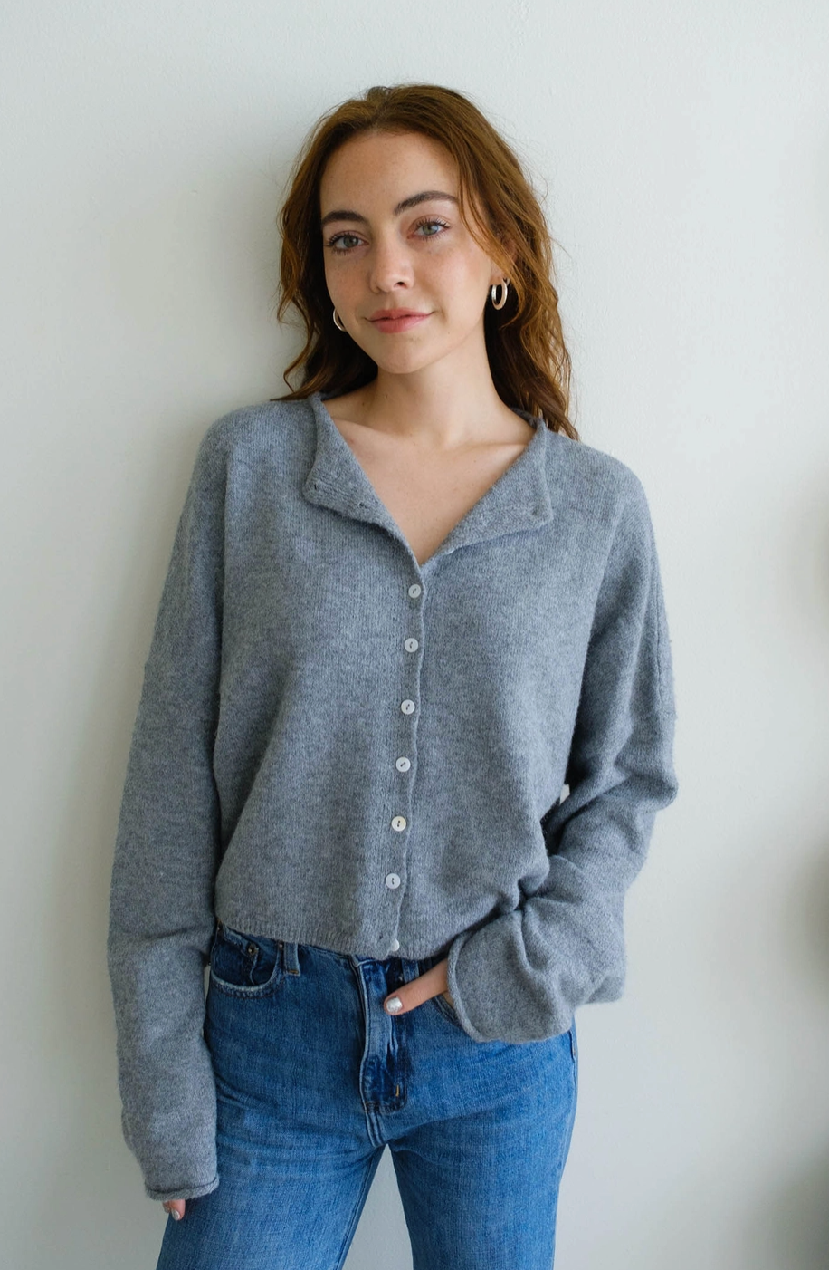 Heather Grey Piper Cardigan