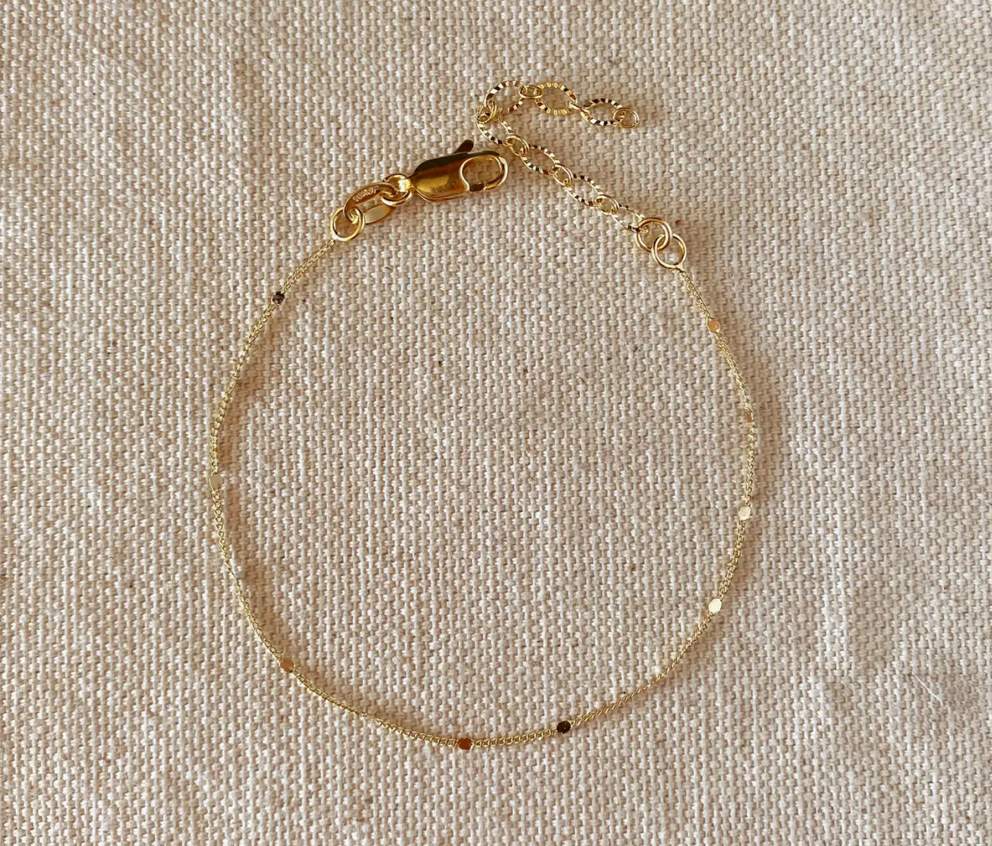 18k Gold Filled 1mm Curb Bracelet with Pressed Details