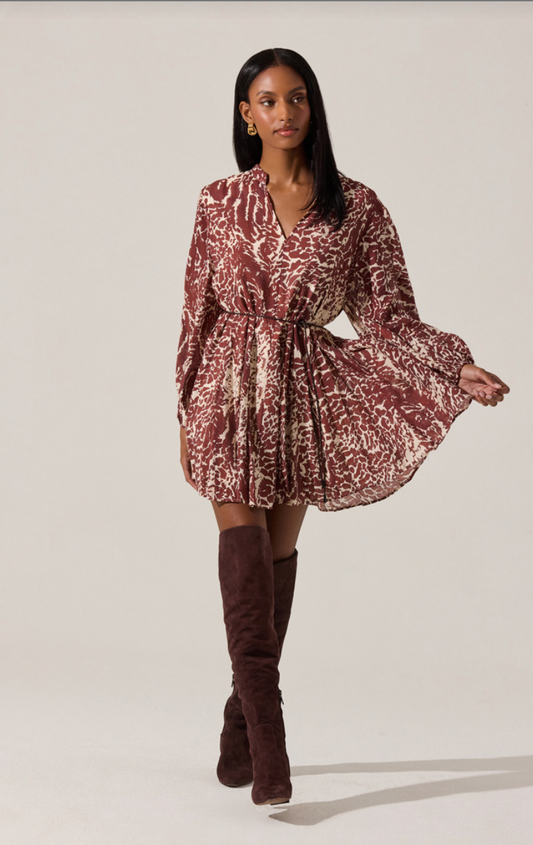 Marisela Belted V-Neck Mini Dress