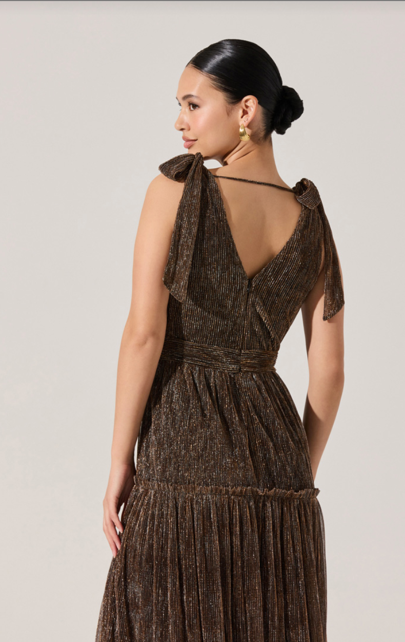 Desma Metallic V-Neck Maxi Dress