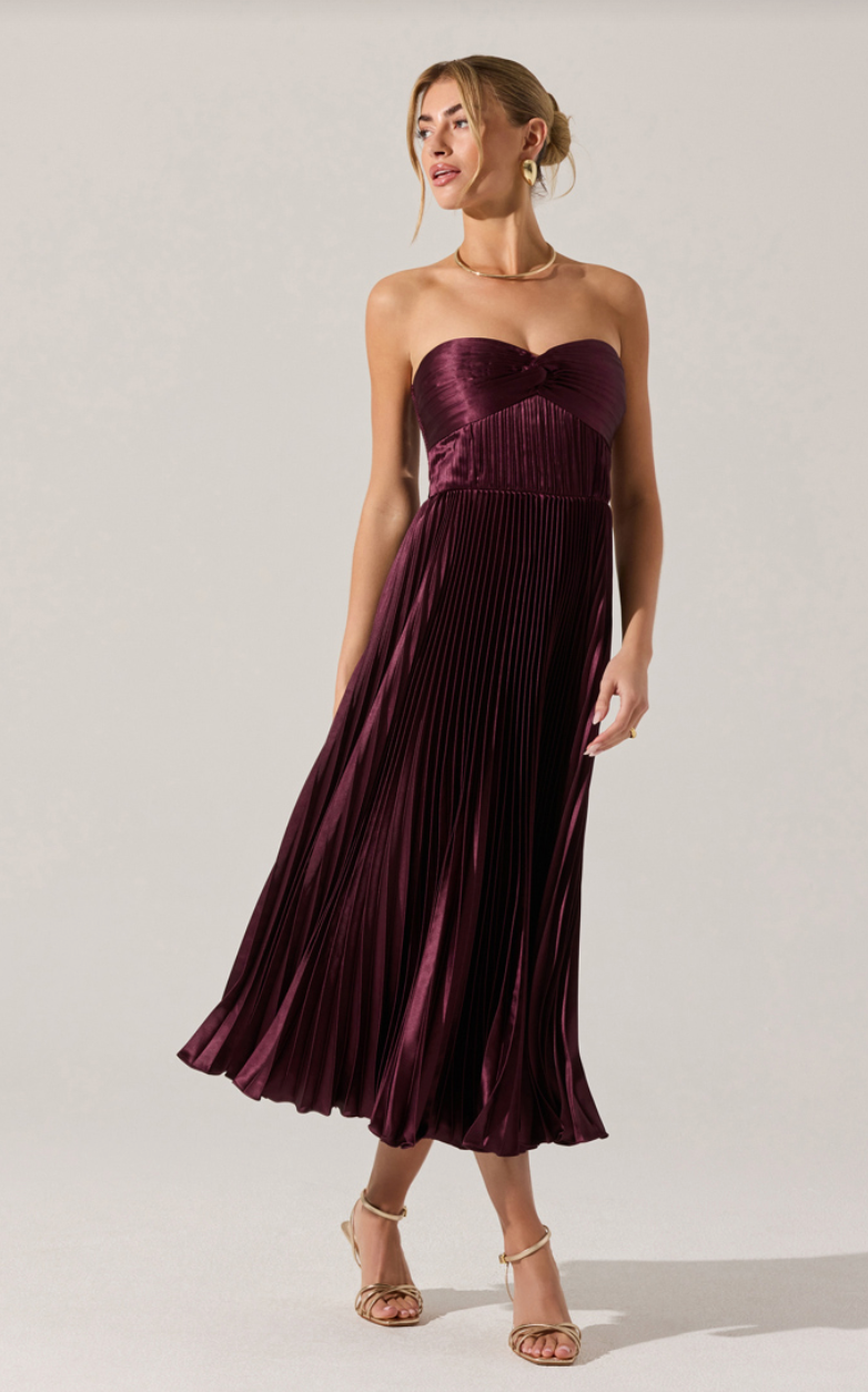 Ascella Sweetheart Pleated Midi Dress