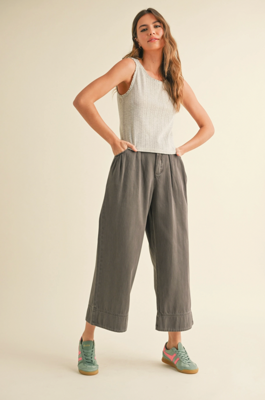 Claire Mini Ruffle Top - Heather Grey