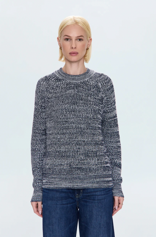EDIE RAGLAN CREWNECK SWEATER -  NAVY MARL
