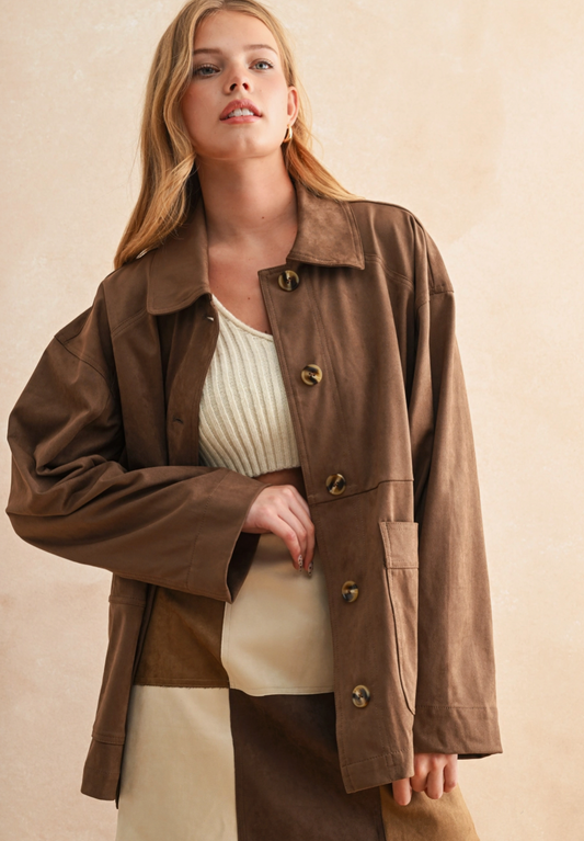 Ella Suede Button Jacket