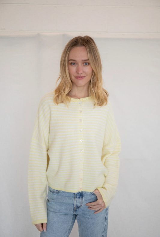 Mini Striped Light Butter Piper Cardigan