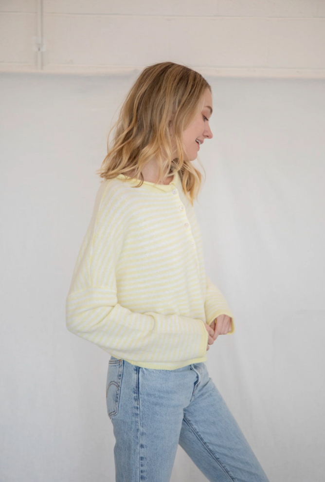 Mini Striped Light Butter Piper Cardigan