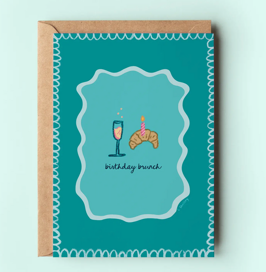 Birthday Brunch Croissants and Bubbly Greeting Card