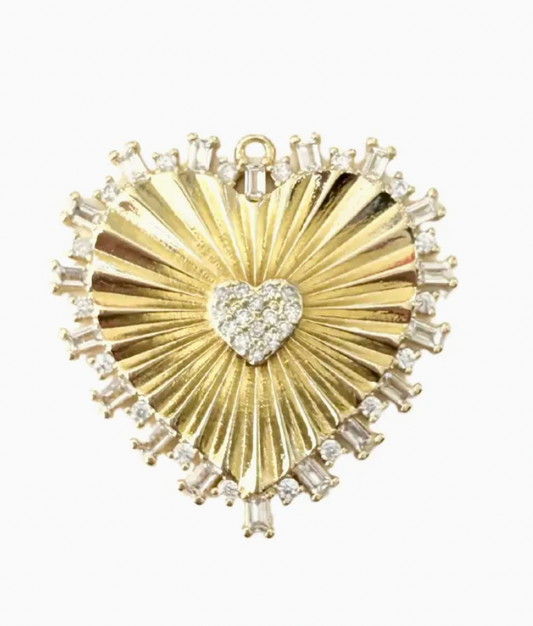 Gold Cz Heart Scarf Charm