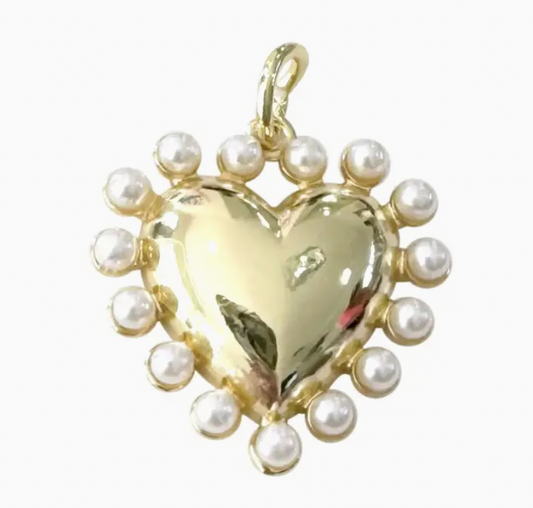 Gold Heart with Pearls Scarf Charm