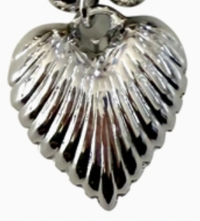 Large Silver Scallop Heart Scarf Charm