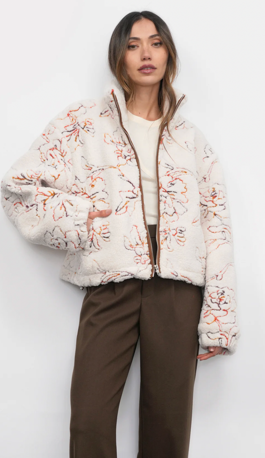 Jimi Embroidered Sherpa Bomber Jacket