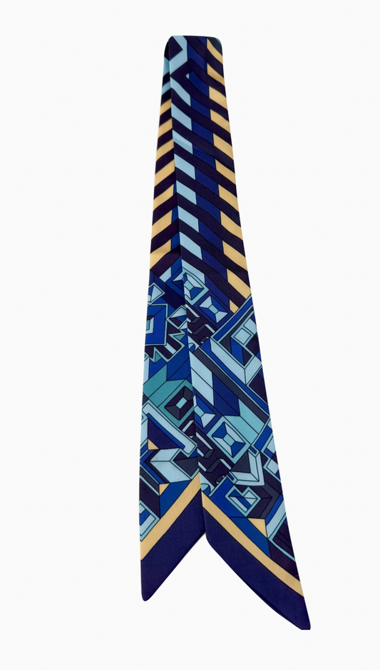 Knotted Blue & Black Stripe Scarf