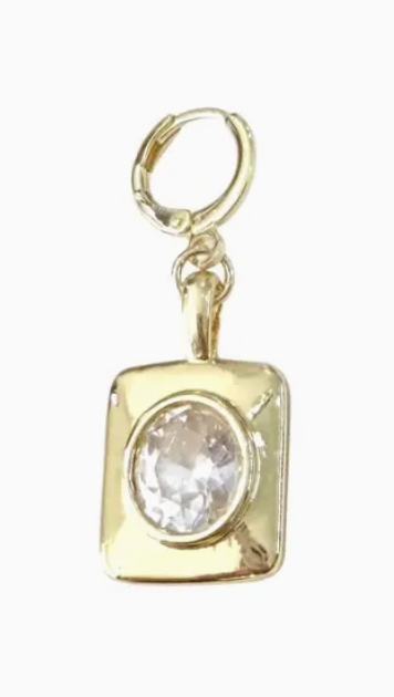 Gold Square Cz Small Pendant Scarf Charm
