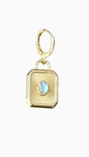 Gold Opal Square Small Pendant Scarf Charm