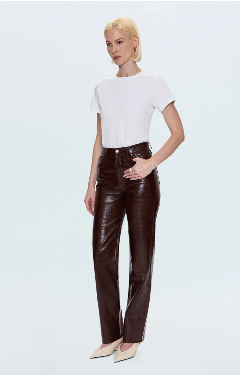 CASSIE SUPER HIGH RISE STRAIGHT - TOBACCO CROC