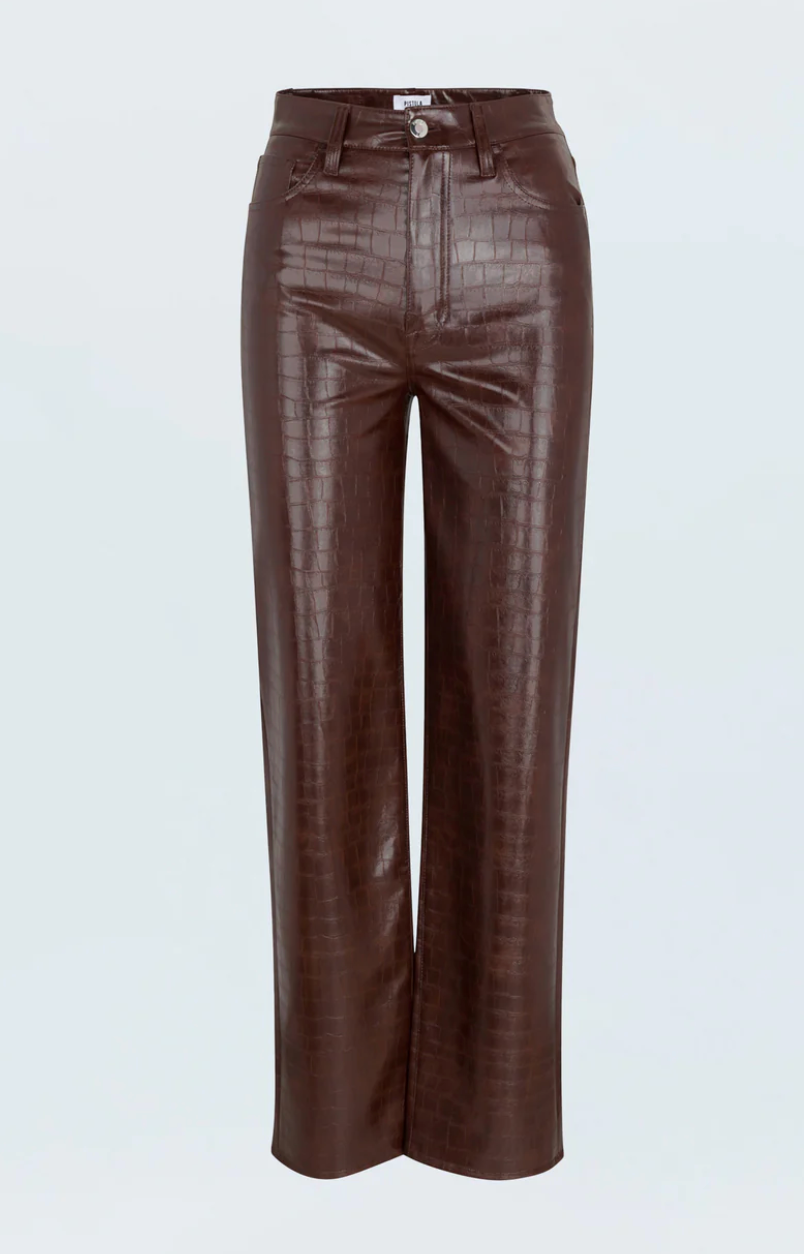 CASSIE SUPER HIGH RISE STRAIGHT - TOBACCO CROC