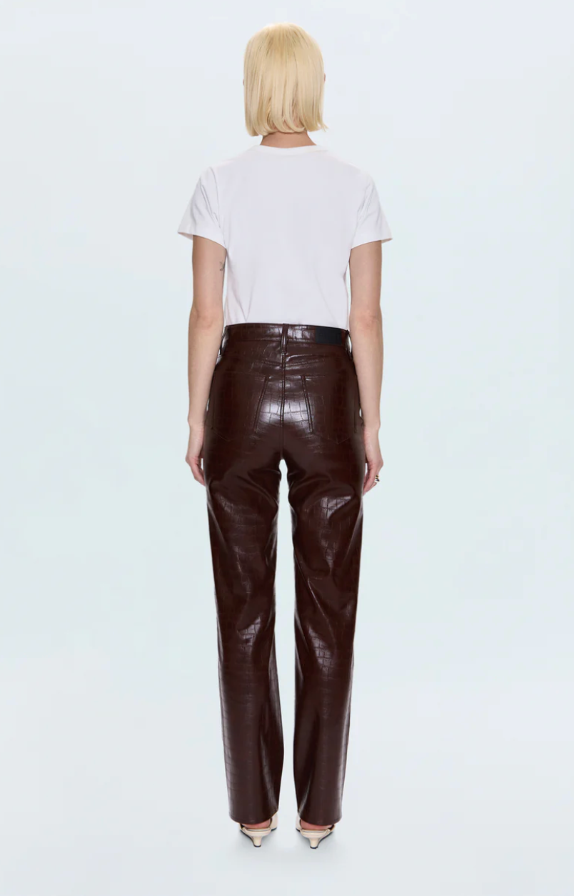 CASSIE SUPER HIGH RISE STRAIGHT - TOBACCO CROC