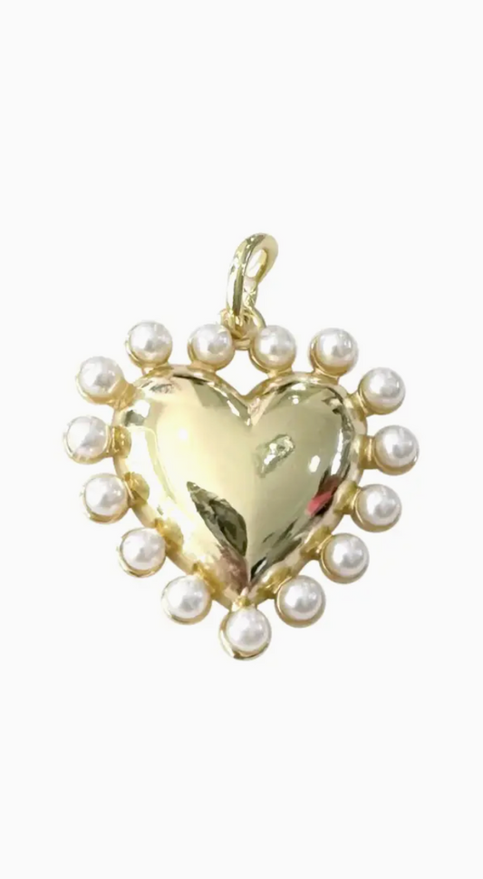 Gold Heart with Pearls Scarf Charm