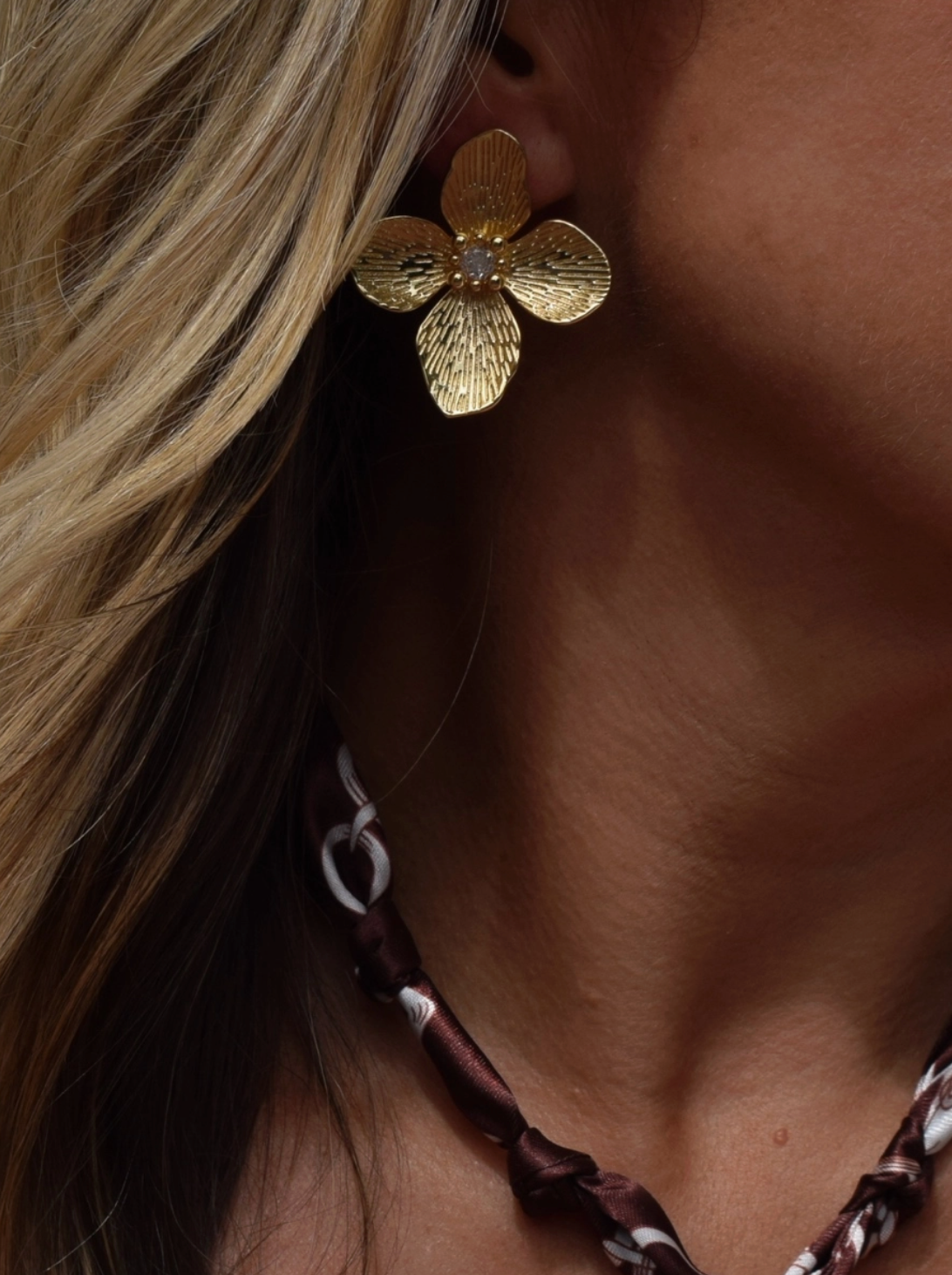 Bloom Statement Flower Earrings Gold Filled