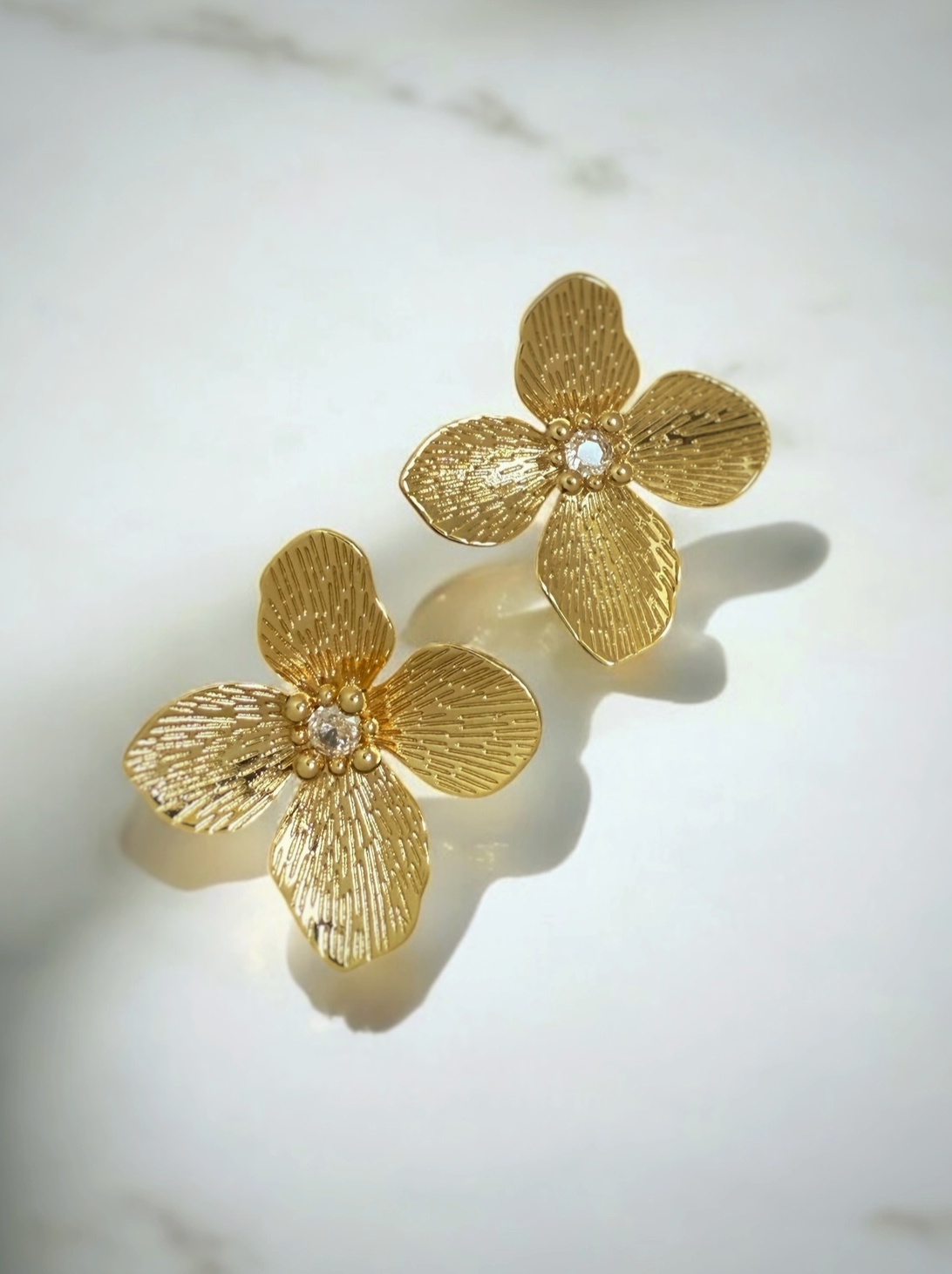 Bloom Statement Flower Earrings Gold Filled
