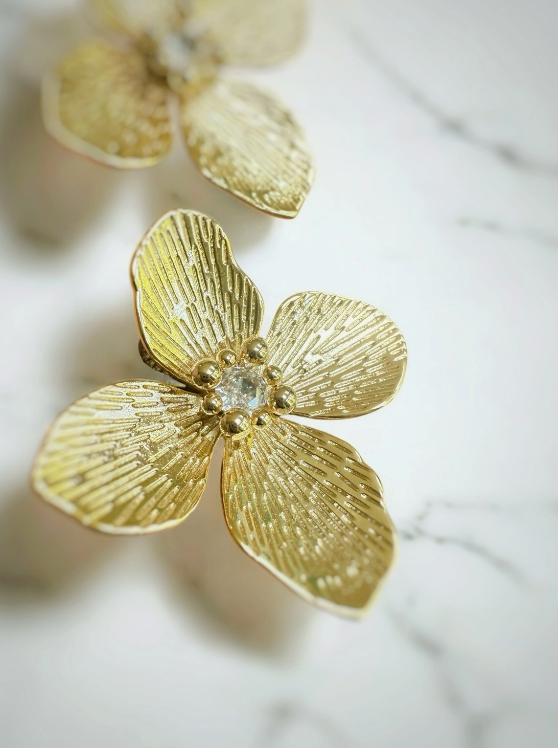 Bloom Statement Flower Earrings Gold Filled