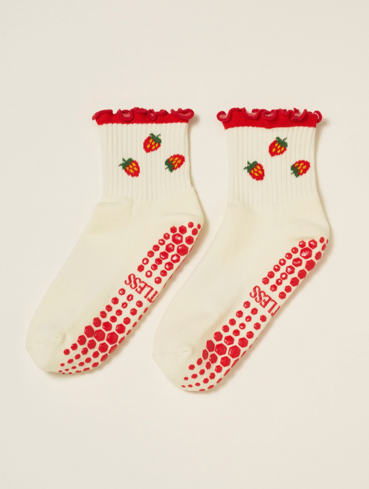 Strawberry Ruffle Grip Sock