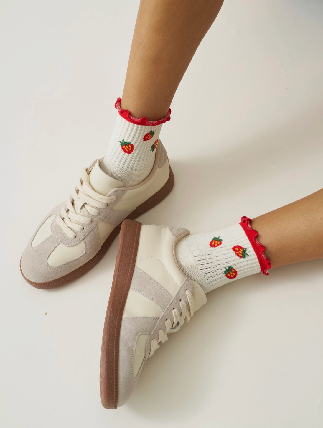 Strawberry Ruffle Grip Sock