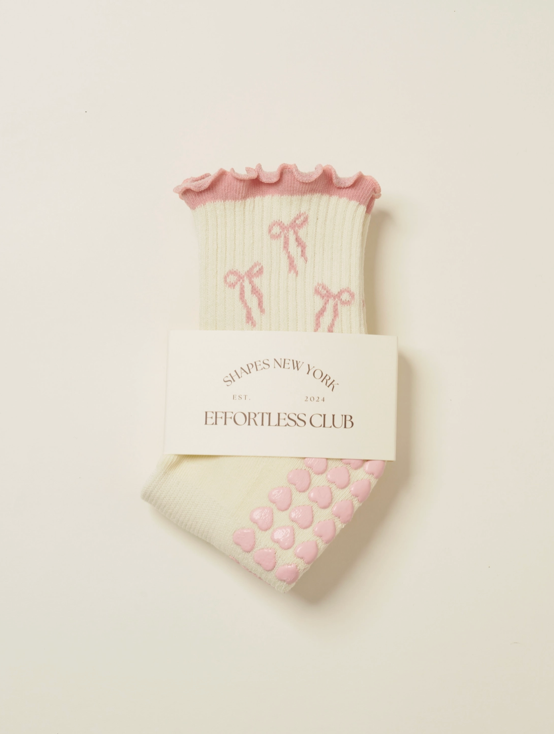 Pink Bow Ruffle Grip Sock