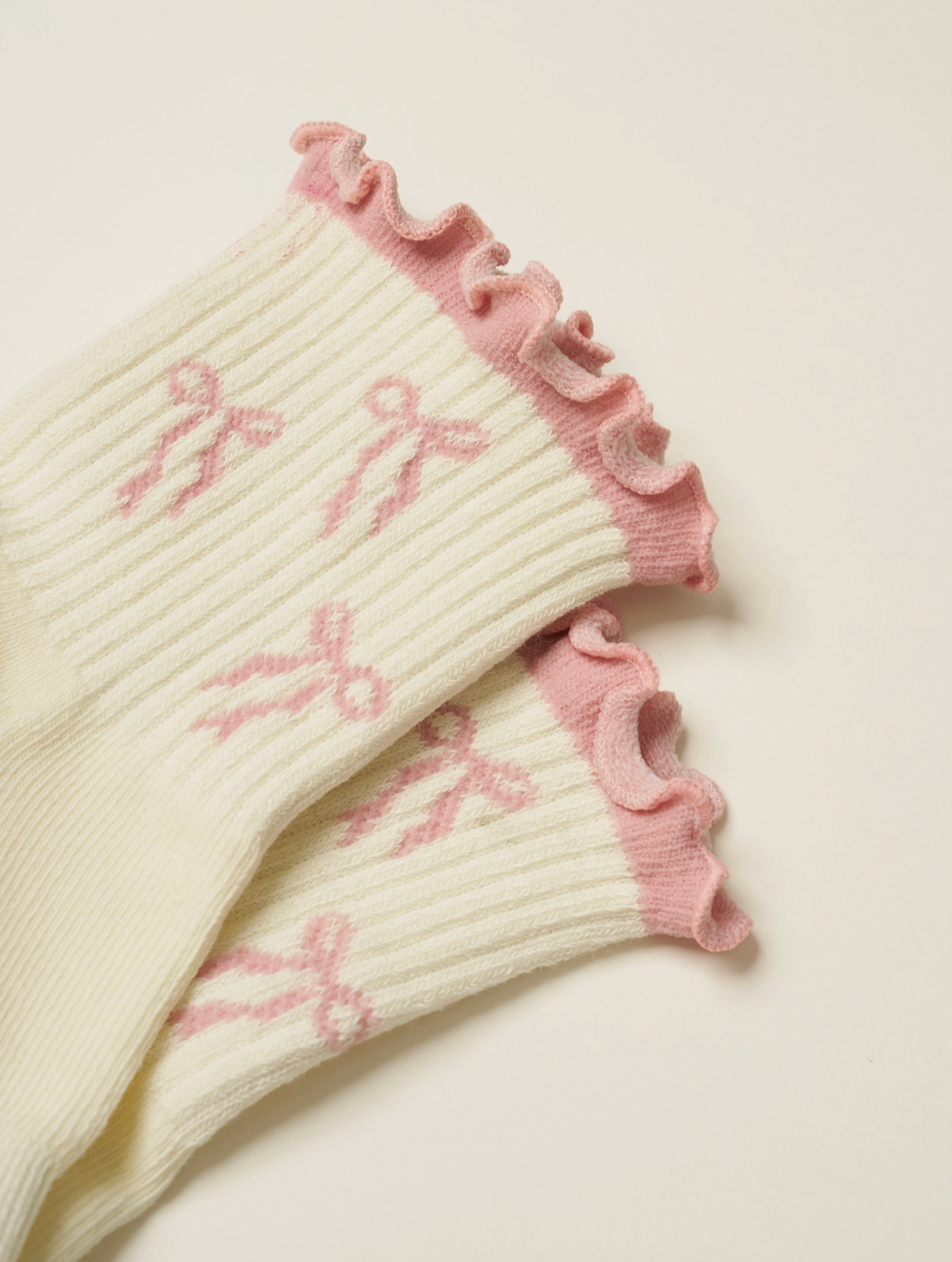 Pink Bow Ruffle Grip Sock