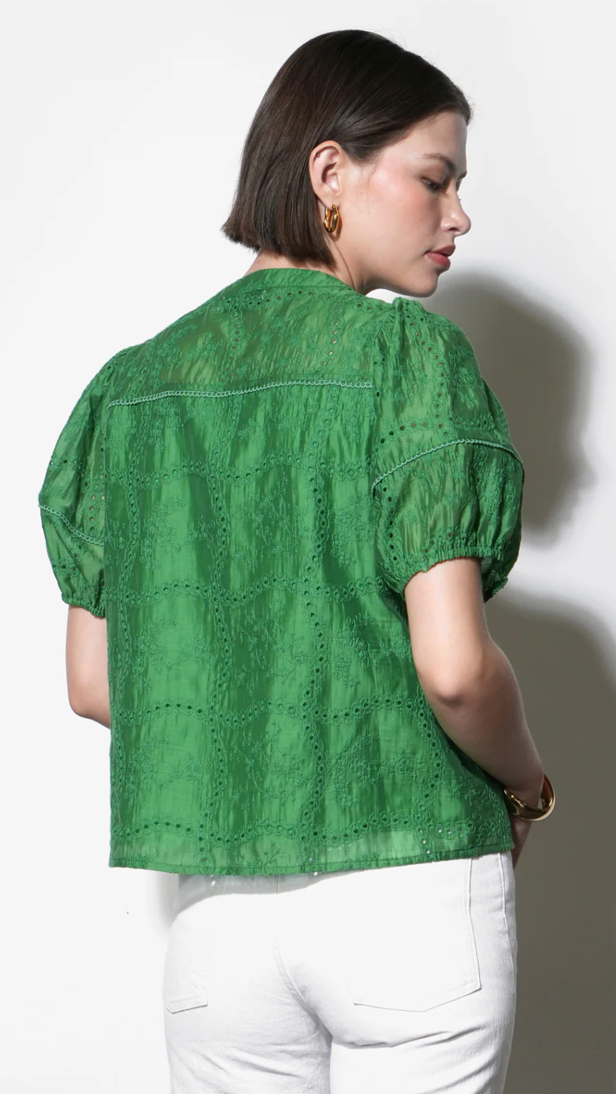 Sadie Puff Sleeve Eyelet Embroidered Blouse