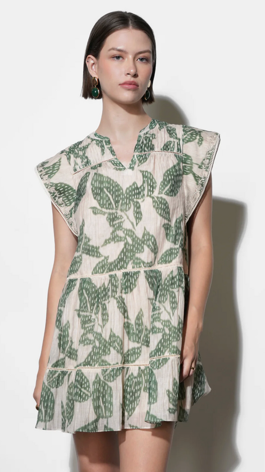 Briar Tiered Embroidered Shift Mini Dress