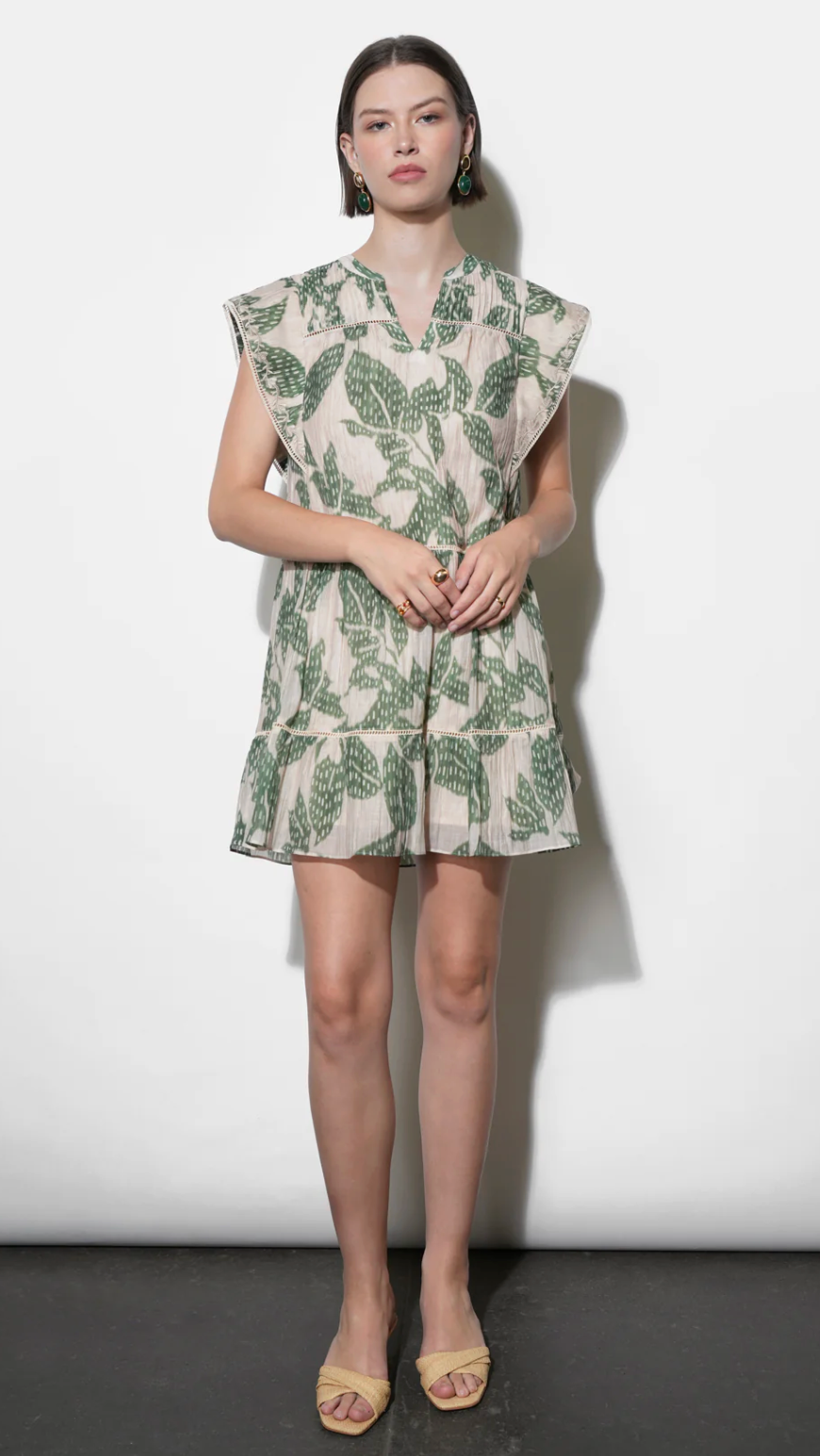 Briar Tiered Embroidered Shift Mini Dress