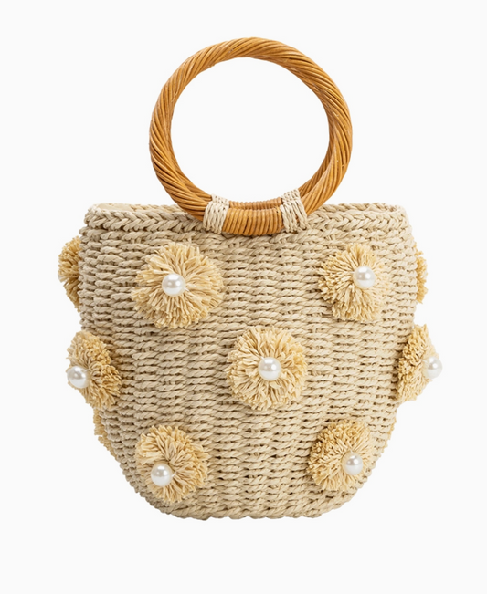 Mary Natural Straw Vegan Top Handle Bag
