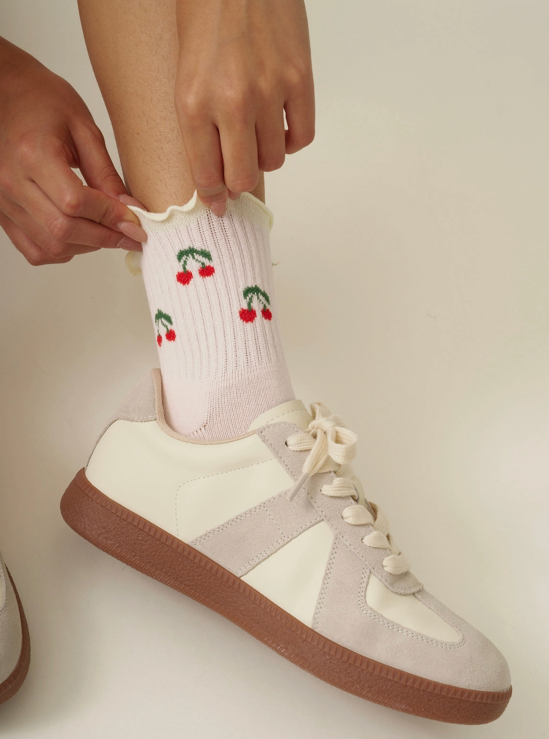 Pink Cherry Grip Socks